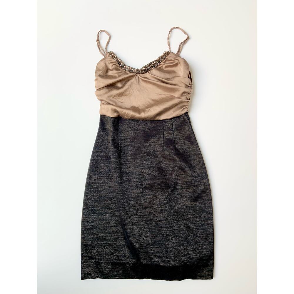 Maria Bianca Nero Black and Brown Mini Fitted Dress Women's SZ XS